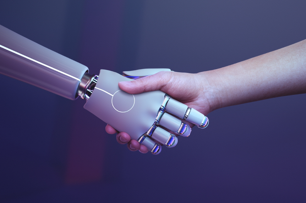 크기변환robot handshake human background futuristic digital age